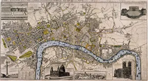 St Pauls Cathedral History Prints: Map of London, 1798