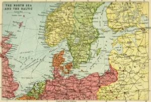 Map of the North Sea and the Baltic, c1914, (c1920). Creator: John Bartholomew & Son Map of the North Sea and the Baltic, c1914, (c1920). Creator: John Bartholomew & Son