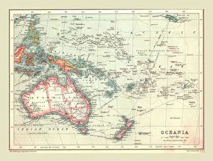 Map Prints: Map of Oceania Print, 1902