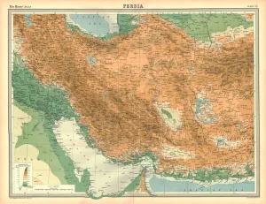 Prints of Map of Persia. Map of what is now known as Iran, showing the Persian Gulf. Plate 53 from The Times Atlas Map Prints: Persia Map Print, 19th Century