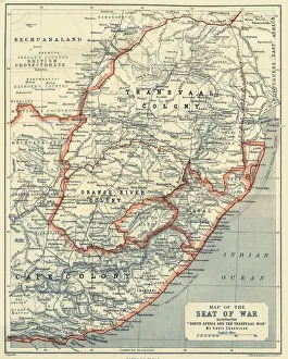 African Continent Maps Prints: Map of the Seat of War, 1900. Creator: Unknown