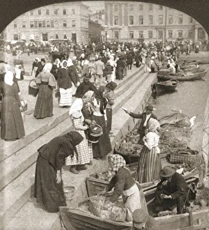 Market Boats, Helsingfors, Finland, 1898. Creator: Works and Sun Sculpture Studios Market Boats, Helsingfors, Finland, 1898. Creator: Works and Sun Sculpture Studios