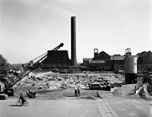 Prints of Markham Main Colliery, Armthorpe, near Doncaster, South Yorkshire, 1961. A general view of the colliery taken during refurbishment work in 1961 Doncaster Prints: Markham Main Colliery Refurbishment Print 1961