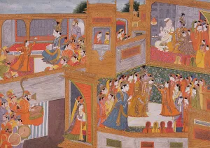 Marriage of Krishna and Rukmini Print, c1800