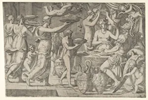Mars and Venus Being Served at Table by Cupid, 1540-56. Creator: Leon Davent Mars and Venus Being Served at Table by Cupid, 1540-56. Creator: Leon Davent