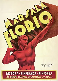 Colour Lithograph Design Prints: Marsala Florio, 1933. Creator: Codognato, Plinio (1878-1940)