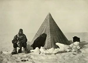 British Explorers In Antarctica Prints: Marshall Outside a Tent, at the Camp, c1908, (1909)