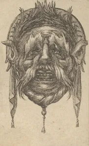 Mask with Long Eyebrows and Mustache and a Headdress with Dangling Cloth, from Dive Mask with Long Eyebrows and Mustache and a Headdress with Dangling Cloth, from Dive