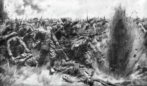 Military Uniforms WW1 Prints: A Massive German Attack on the British Front