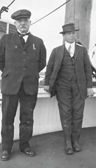 Early 1900s Transportation Prints: Two men on deck of ship, between c1900 and 1916. Creator: Unknown