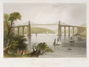 The Menai Bridge, Bangor (North Wales), c1826-c1850 The Menai Bridge, Bangor (North Wales), c1826-c1850