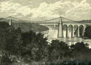 The Menai Suspension Bridge, 1898. Creator: Unknown The Menai Suspension Bridge, 1898. Creator: Unknown