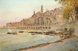 Mentone, from Garavan, c1910, (1912). Artist: Walter Frederick Roofe Tyndale Mentone, from Garavan, c1910, (1912). Artist: Walter Frederick Roofe Tyndale