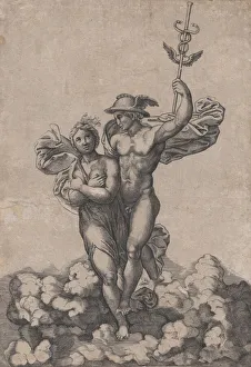 Mercury carrying Psyche to Olympus, after Raphael's composition in the Villa Farnes Mercury carrying Psyche to Olympus, after Raphael's composition in the Villa Farnes