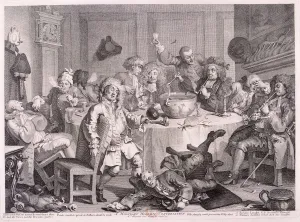 Drunkenness In Art Prints: A Midnight Modern Conversation, 1733. Artist: William Hogarth