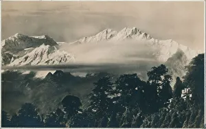 Black And White Mountain Range Prints: Mighty Kinchinjunga, c1940