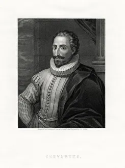 Miguel de Cervantes, Spanish novelist, poet and playwright, 19th century Miguel de Cervantes, Spanish novelist, poet and playwright, 19th century