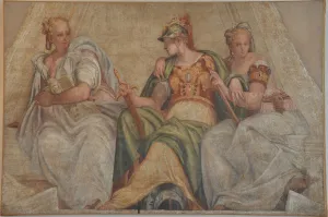 Minerva Roman Goddess Prints: Minerva between Geometry and Arithmetics, 1551