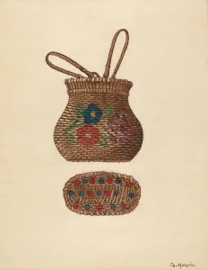 Miniature Basket, c. 1936. Creator: Grace Halpin Miniature Basket, c. 1936. Creator: Grace Halpin