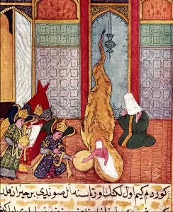 Miniature depicting the birth of Mohammed, in the manuscript Siyer-Un-Nebi by Ah Miniature depicting the birth of Mohammed, in the manuscript Siyer-Un-Nebi by Ah