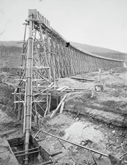 Unknown Photographer Black And White Images Prints: Mining structure, between c1900 and c1930. Creator: Unknown