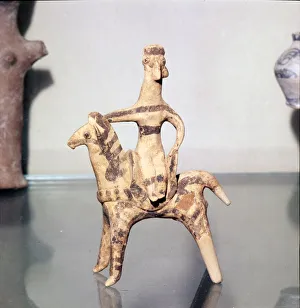 Minoan Clay Figurine Horse and Rider (Goddess), Terracotta, Arkhanes, Crete Minoan Clay Figurine Horse and Rider (Goddess), Terracotta, Arkhanes, Crete