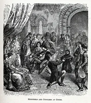 Minstrels and Jugglers at Court, 1882. Artist: Anonymous Minstrels and Jugglers at Court, 1882. Artist: Anonymous