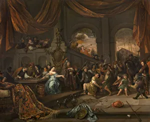 Holland Fine Art Prints: The Mocking of Samson, ca 1675. Creator: Steen, Jan Havicksz (1626-1679)