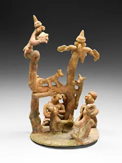Ancient Mexican Sculpture Prints: Model of a Tree-Climbing Ritual, A. D. 100 / 800. Creator: Unknown