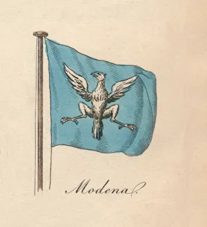 Blue And White Flag Design Prints: Modena, 1838