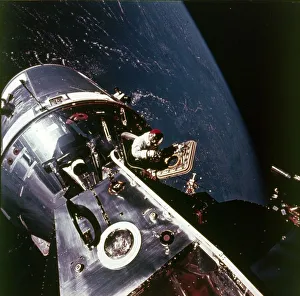 American Astronauts In Space Prints: Module pilot David Scott emerging from Apollo 9 spacecraft, 6 March 1969. Creator