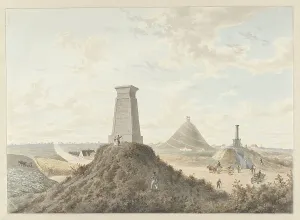Anonymous Watercolour Paintings Prints: Monuments at Waterloo, 1815, 1815-1820. Creators: Anon, Gerrit Lamberts