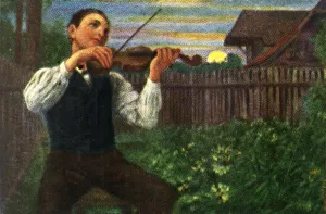 Vintage Stringed Instrument Prints: The Moonlight Violinist, c1928. Creator: Unknown