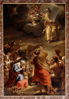 Moses Ten Commandments Prints: Moses descends from Mount Siniai with the Ten Commandments