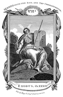 Moses Ten Commandments Prints: Moses with the Rod, and Ten Commandments, c1808