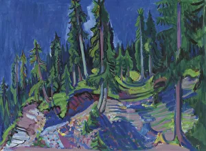 Expressionist Landscape Painting Prints: Mountain forest study, 1936. Creator: Kirchner, Ernst Ludwig (1880-1938)