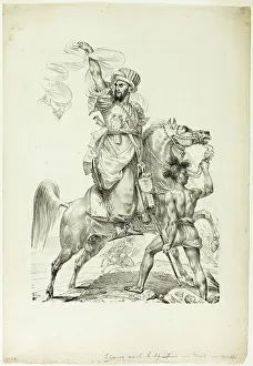 French Heritage Art Images Prints: Mounted Mameluke Chieftain Calling for Aid, 1817. Creator: Antoine-Jean Gros