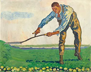 Ferdinand Hodler Artwork Prints: The Mower, c.1910. Creator: Hodler, Ferdinand (1853-1918)