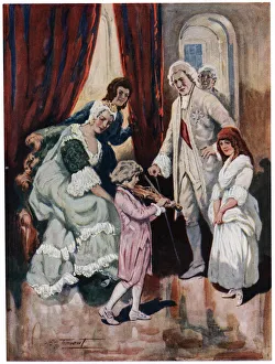 Mozart Wins the Heart of Royalty c1763 (early 20th century). Artist: C Dudley Tennant Mozart Wins the Heart of Royalty c1763 (early 20th century). Artist: C Dudley Tennant