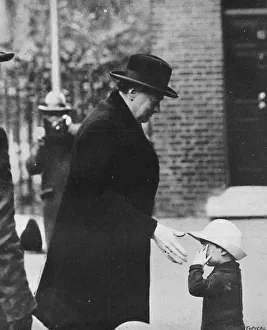 Mr. Churchill attending a Cabinet meeting during the General Strike in 1926, 1926, (1945) Mr. Churchill attending a Cabinet meeting during the General Strike in 1926, 1926, (1945)
