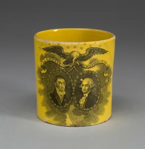 Staffordshire Print: Lafayette and Washington Mug, 1810/50