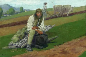 Agricultural Labourer Paintings Prints: On Native Soil, 1908. Creator: Jozef Hanula
