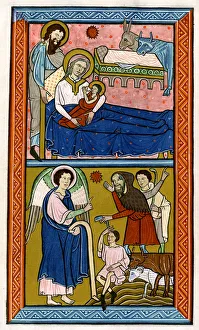 Annunciation To The Shepherds Prints: The Nativity and the Annunciation to the Shepherds, early 13th century