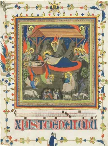 The Nativity with the Annunciation to the Shepherds Print, c. 1340