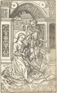 Medieval Nativity Scene Prints: The Nativity, c. 1500. Creator: Unknown