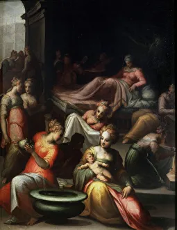 The Nativity of John the Baptist, 16th century. Artist: Giovanni Battista Naldini The Nativity of John the Baptist, 16th century. Artist: Giovanni Battista Naldini
