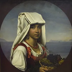 Neapolitan Girl with Fruits, 1831. Artist: Kiprensky, Orest Adamovich (1782-1836) Neapolitan Girl with Fruits, 1831. Artist: Kiprensky, Orest Adamovich (1782-1836)