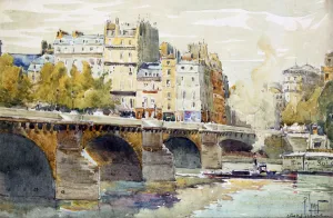 The New Bridge and the Quay of the Louvre, c1890-c1938. Artist: Rene Leverd The New Bridge and the Quay of the Louvre, c1890-c1938. Artist: Rene Leverd