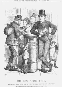 The New Stamp Duty, 1880. Artist: Joseph Swain The New Stamp Duty, 1880. Artist: Joseph Swain