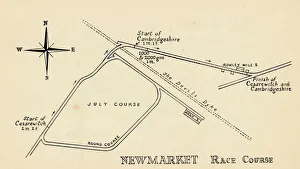 Prints of Newmarket Race Course, 1940. Racing in Newmarket was first recorded in the time of James I. Charles II was known to attend races on Newmarket Heath with his brother, the future James II Herefordshire Prints: Newmarket Race Course, 1940 Print: Historic Racing Scene